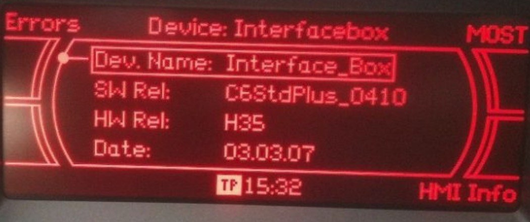 MMI 2G Basic — red monochrome engineering screen